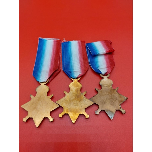 59 - 3 un named mons stars medals. 2 x 1914 & 1 x 1914-15