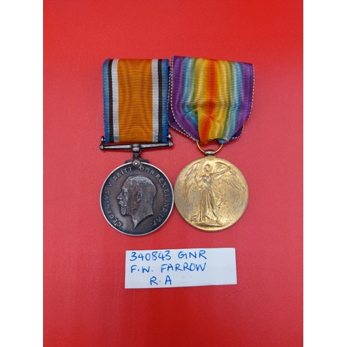 69 - WW1 1914 star trio & WW1 Duo Royal Artillery. WW1 1914 Trio 17081 GNR W Cox RFA, WW1 Duo 340843 GNR ... 