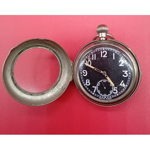 90 - Air Ministry pocket watch in holder GE/50 16361/41 (untested), GS/TP WW2 ground forces pocket watch ... 