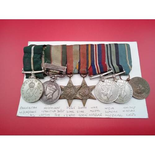 93 - WW2 set of 7 medals. A Cook Nazar 12690 MOHD IHC. Including North West Frontier 1936-37, Pakistan in... 