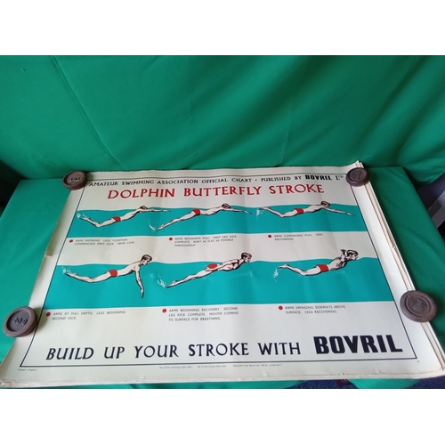 128 - 10 x original Bovril swimming pool advertising posters. Full set