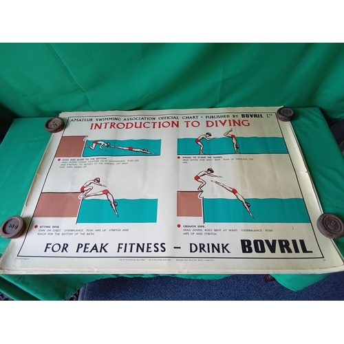 128 - 10 x original Bovril swimming pool advertising posters. Full set