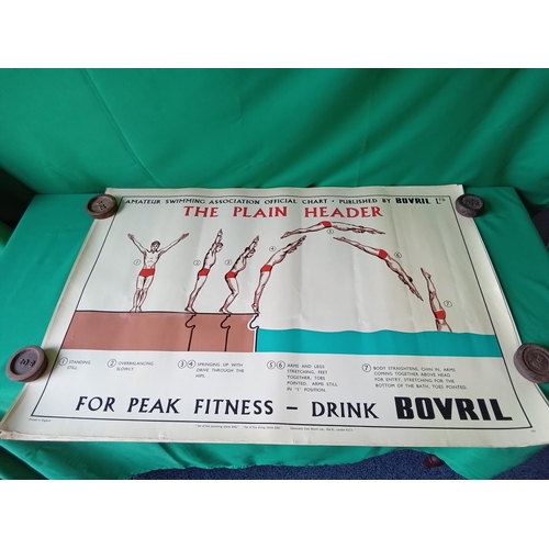 128 - 10 x original Bovril swimming pool advertising posters. Full set