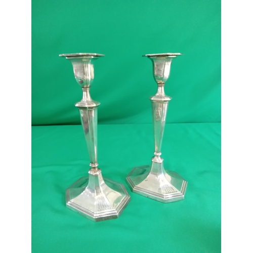 44 - Pair of silver hallmarked Georgian candlesticks dated 1790. Height 29cm