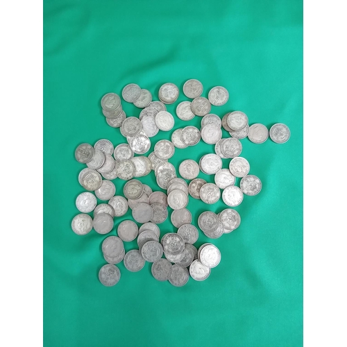 53 - Large quantity of 50% silver shilling coins. 545 grams