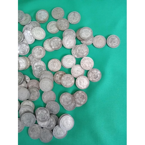 53 - Large quantity of 50% silver shilling coins. 545 grams