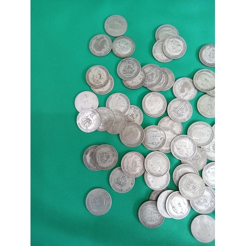 54 - Large quantity of 50% silver shilling coins. 407 grams