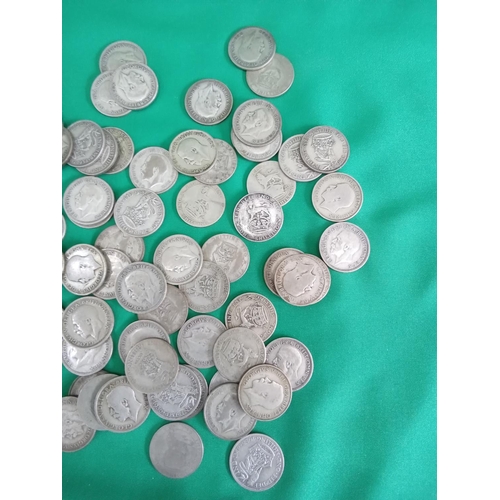 54 - Large quantity of 50% silver shilling coins. 407 grams