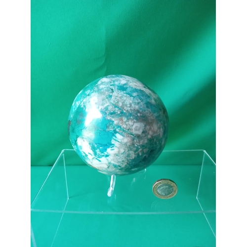 70 - 2 x prescious stone spheres. Chrysocolla & Fluorite