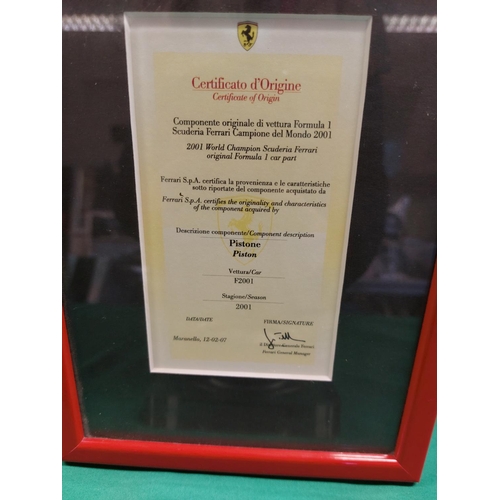 12 - Formula 1 Ferrari Piston from 2001 World Champion with certificate of origin