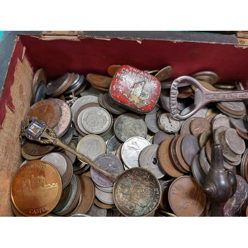 14 - Box of coins and other items
