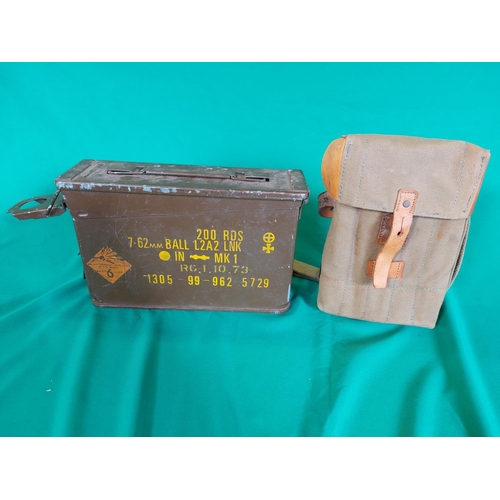 22 - Machine gun ammo bag with magazine inside plus machine gun ammunition box