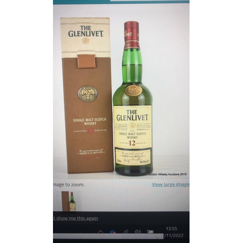 65 - Single malt The Glenlivet scoth whisky aged 12 years in leather box.