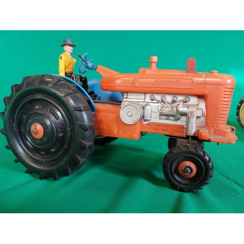 83 - Pair x2 vintage Marx tin and plastic farm tractor toys