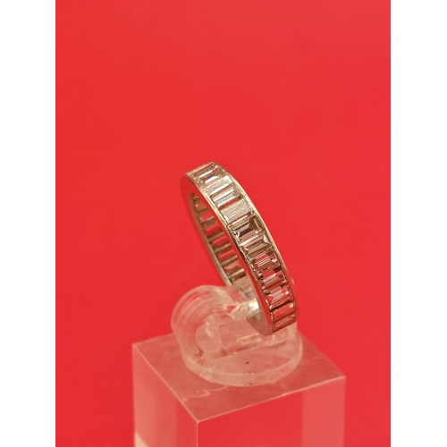 13 - 2.8 Carat full Eternity ring with 28 baguette cut diamonds in total. 10 points in each stone. Size O