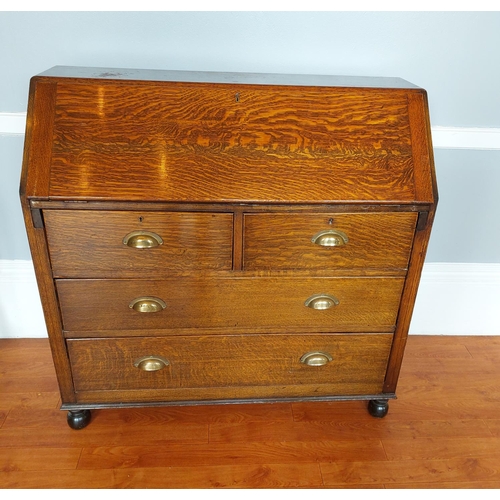 133 - Antique writing bureau with 4 draws and working key