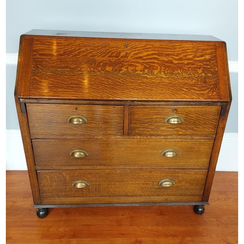 133 - Antique writing bureau with 4 draws and working key