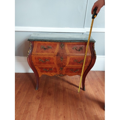 135 - Handsome French style chest of draws with marble top. Reproduction.