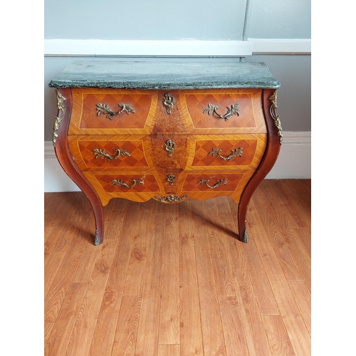 135 - Handsome French style chest of draws with marble top. Reproduction.