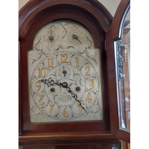 136 - English made Grandfather clock with 8 chime bars.