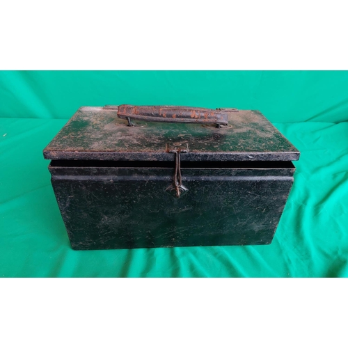 152 - Antique heavy chest from F.E Clark, Luton