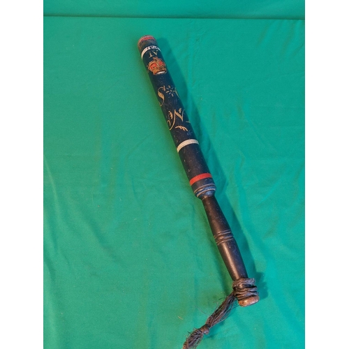 157 - William 4th painted wooden police truncheon cypher 1830 - 1837 marked S C. Owned by Alfred Happy Byf... 