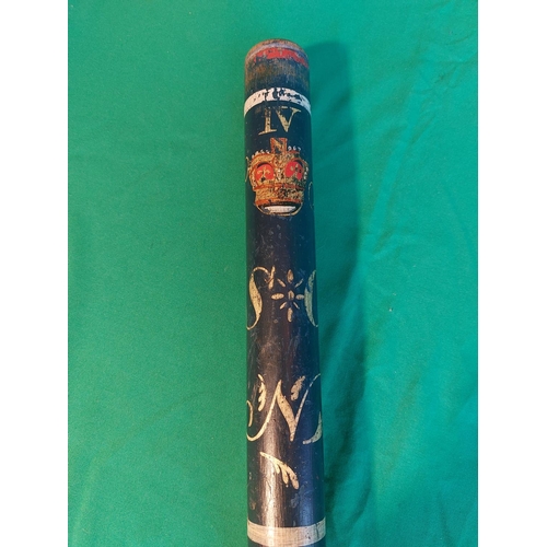 157 - William 4th painted wooden police truncheon cypher 1830 - 1837 marked S C. Owned by Alfred Happy Byf... 