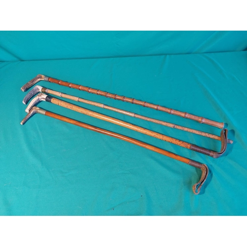 159 - 4 x horn handled crops