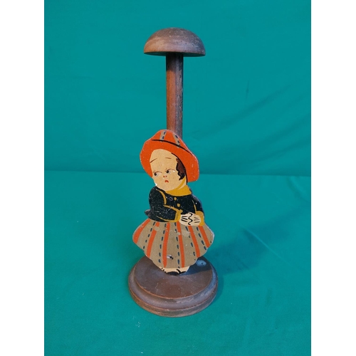 181 - Vintage wooden hat stand with a lady to the front