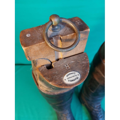 83 - Vintage leather Hunting boots with wooden jacks by Maxwell, Dover street, London.  Owned by Alfred H... 