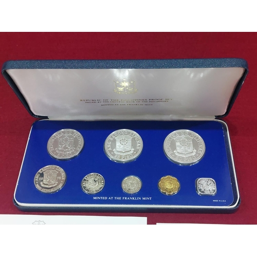 104 - Rare Philippines new currency proof set 1975. 50 piso coin in solid silver & 5 piso in pure nickel