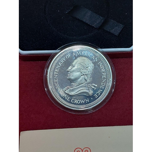 106 - Silver proof Isle of Man Washington Crown 1976 BU4 limited to 30,000