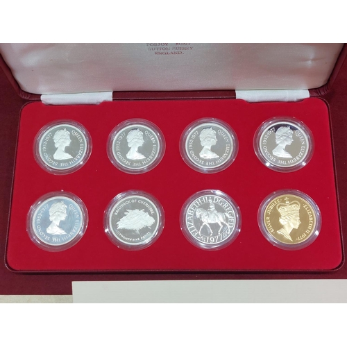 115 - The Seven & One Collection. Silver proof crowns from Gibraltar, Mauritius, Tristan Da Cunha, St Hele... 