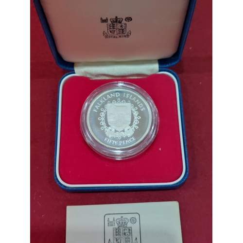 120 - Falklands Islands silver proof 50 pence limited to 25,000