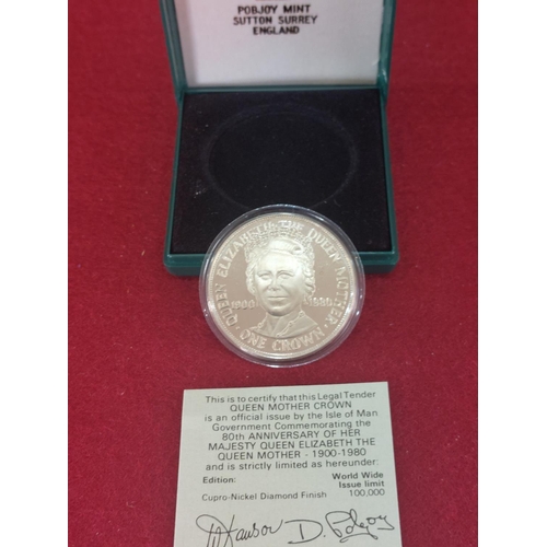 148 - Isle of Man Queen Mother 80th anniversary copper nickel diamond finish 1980. Limited issued