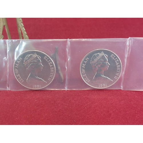 150 - Isle of Man crowns of Courage International Year of the Disabled 1981 copper nickel coins. Two sets.