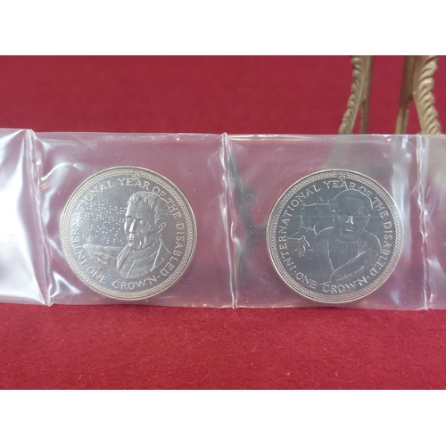 150 - Isle of Man crowns of Courage International Year of the Disabled 1981 copper nickel coins. Two sets.