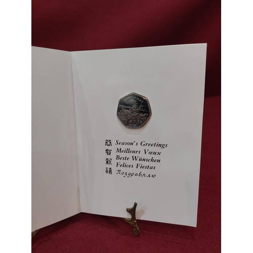 160 - Isle of Man Christmas card 1980 50p copper nickel diamond finish 30,000 issued