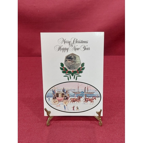 161 - Isle of Man Christmas card 1980 50p copper nickel diamond finish 30,000 issued