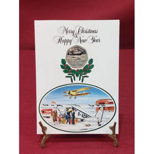 166 - Isle of Man Christmas card 1985 50p copper nickel diamond finish 30,000 issued