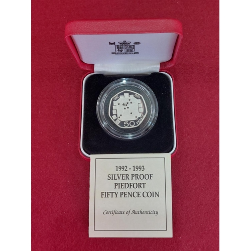 180 - Rare 1992-1993 50p piedfort silver proof coin double thickness 15,000 issued