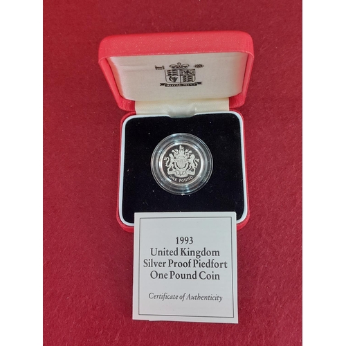 181 - Rare 1993 £1 Piedfort silver proof coin double thickness 12,500 issued