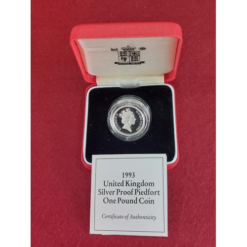 181 - Rare 1993 £1 Piedfort silver proof coin double thickness 12,500 issued