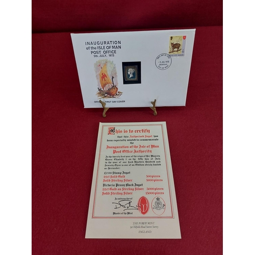 183 - First Day Cover 1973 5th July Penny Black 10p solid sterling silver ingot stamp 15,000 issued