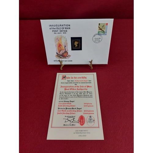 184 - First Day Cover 1973 5th July Penny Black 50p 22ct gold on solid sterling silver ingot stamp 5,000 i... 