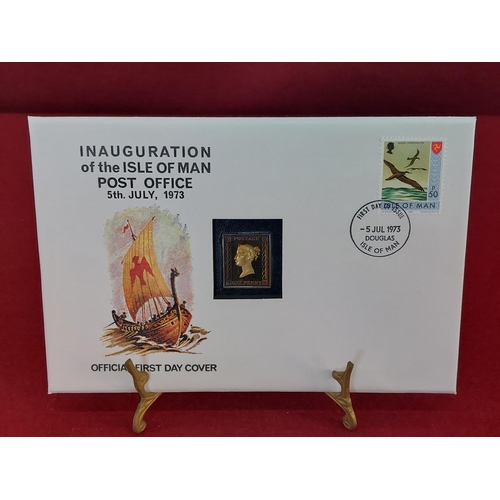 184 - First Day Cover 1973 5th July Penny Black 50p 22ct gold on solid sterling silver ingot stamp 5,000 i... 