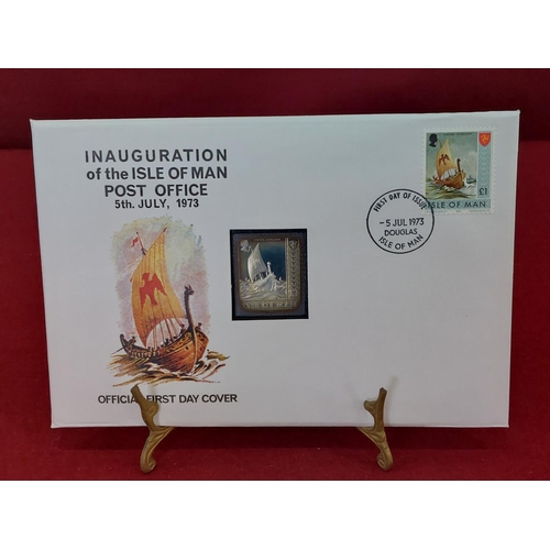 185 - First Day Cover 1973 5th July £1 stamp on solid sterling silver ingot 5,000 issued