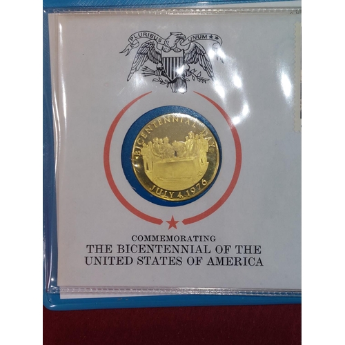 188 - First Day Cover The American Bicentennial 1976 with sterling silver medal