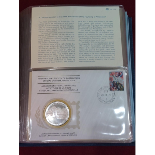 189 - 36 Silver proof medals. International Society of Postmasters Official Commemorative Issue 1975-1977.... 