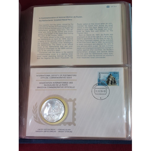 189 - 36 Silver proof medals. International Society of Postmasters Official Commemorative Issue 1975-1977.... 